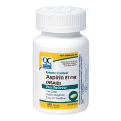 Aspirin 81 mg Enteric Coated Low-Dose Tablets, 365 ct, QC95400