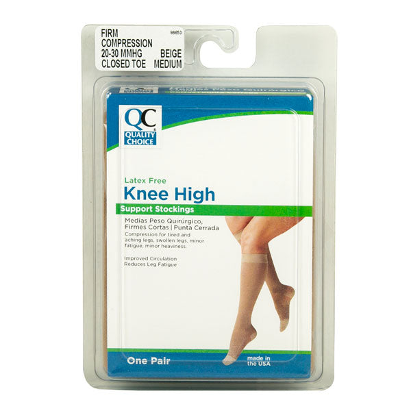 Stocking Knee High Closed Toe 20-30mmHg Beige Medium, 1 pr, QC96653