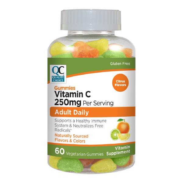 Vitamin C 250 mg Adult Vegetarian Gummies, Citrus Flavor, 60 ct, QC99145