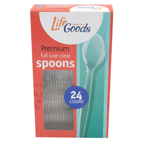 LifeGoods Clear Plastic Spoons, 24 ct, QC60005