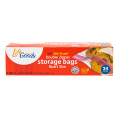 LifeGoods Reclosable Quart Storage Bags, 24 ct, QC60042