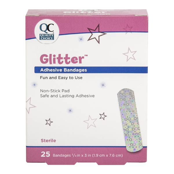 Adhesive Bandages Glitter 3/4" X 3", 25 ct, QC96546