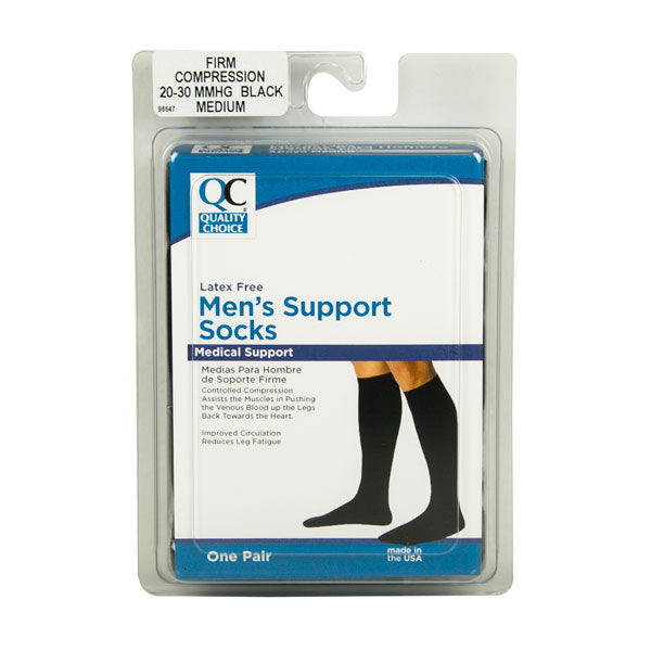 Socks Knee High Men's 20-30mmHg Black Medium, 1 pr, QC96647