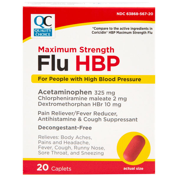 Flu HBP Max-Strength Caplets, 20 ct, QC99792