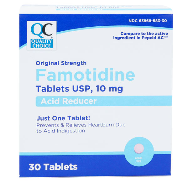 Famotidine 10 mg Acid Reducer Tablets, 30 ct, QC95526