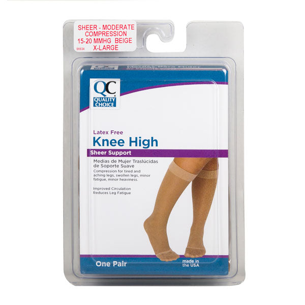 Stocking Knee High 15-20mmHg Beige XL, 1 pr, QC96634