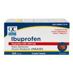 Ibuprofen 200 mg Brown Tablets, 100 ct, QC98077