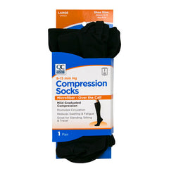 Microfiber Compression Black Socks, Large, 1 pr, QC99371