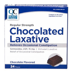 Laxative Sennosides Reg-Strength 15 mg, Chocolate Flavored Pieces, 24 ct, QC97059