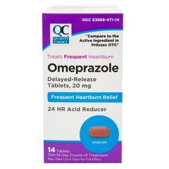Omeprazole 20 mg Acid Reducer Tablets, 14 ct, QC99778