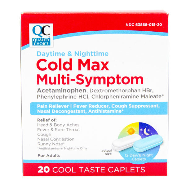 Day/Night Cold Multi-Symptom Cool Taste Caplets Combo, 20 ct, QC96944