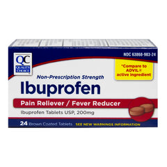 Ibuprofen 200 mg Brown Tablets, 24 ct, QC98075