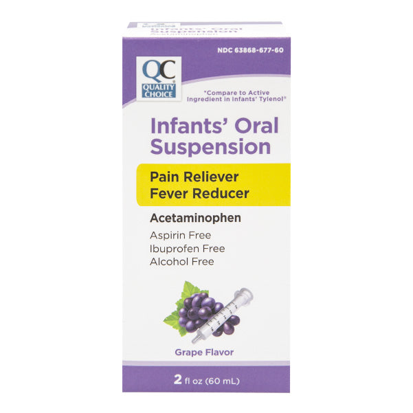 Infant Acetaminophen Oral Suspension, Grape Flavor, 2 oz, QC96815