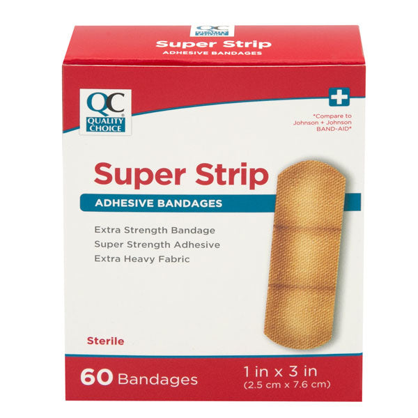 Adhesive Bandages Super Strip 1" X 3", 60 ct, QC99767