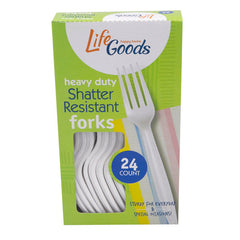 LifeGoods Heavy Duty Plastic Forks, 24 ct, QC60002