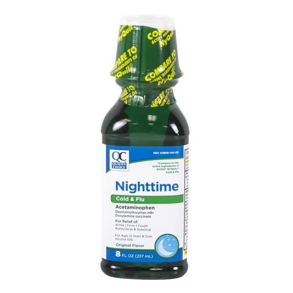 Nighttime Cold & Flu Liquid, Original Flavor, 8 oz, QC95331