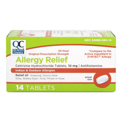 Cetirizine HCl 10 mg Tablets, 14 ct, QC99683