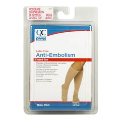 Anti-Embolism Knee High Closed Toe 15-20mmHg Beige Large, 1 pr, QC96617