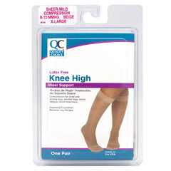 Stocking Knee High Sheer 8-15mmHg Beige XL, 1 pr, QC99194