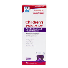 Acetaminophen Children's Oral Suspension, Grape Flavor, 4 oz, QC96524