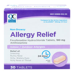 Allergy Relief Fexofenadine HCl 180 mg Tablets, 30 ct, QC99687