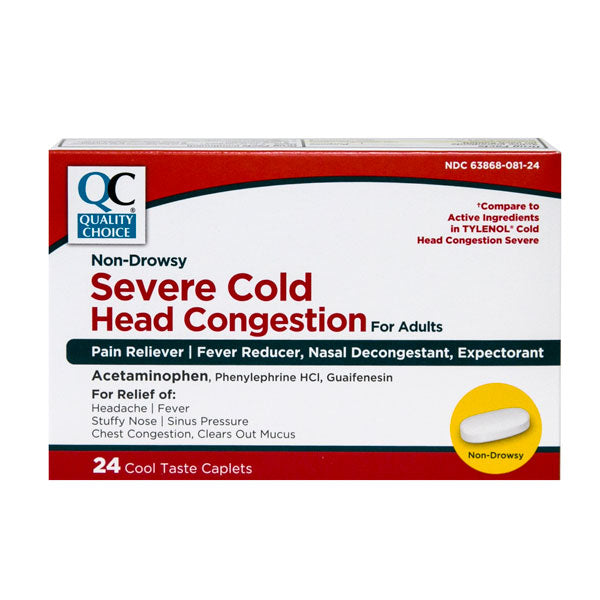 Severe Non-Drowsy Cold Head Congestion Caplets, 24 ct, QC99335