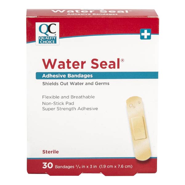 Adhesive Bandages Water Seal 3/4" X 3", 30 ct, QC95227