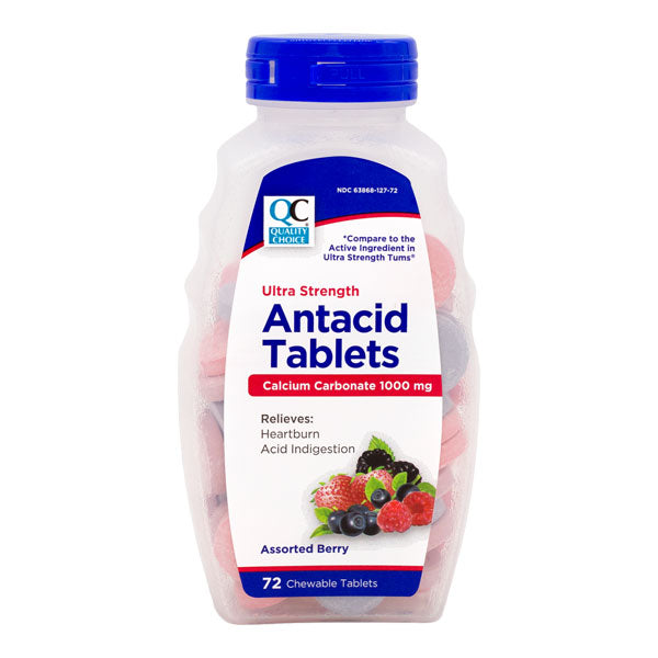 Antacid Ultra-Strength Chewable Tablets, Asst Berry Flavors, 72 ct, QC96848