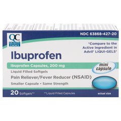 Ibuprofen Mini 200 mg Softgels, 20 ct, QC99822